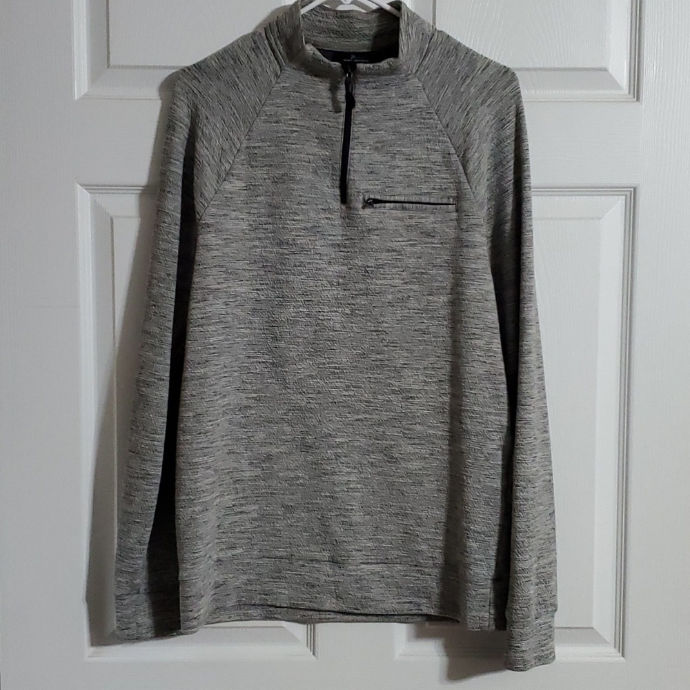 Marc Anthony Quilted Fleece Quarter-Zip Cotton Blend Grey Sweater Size Small